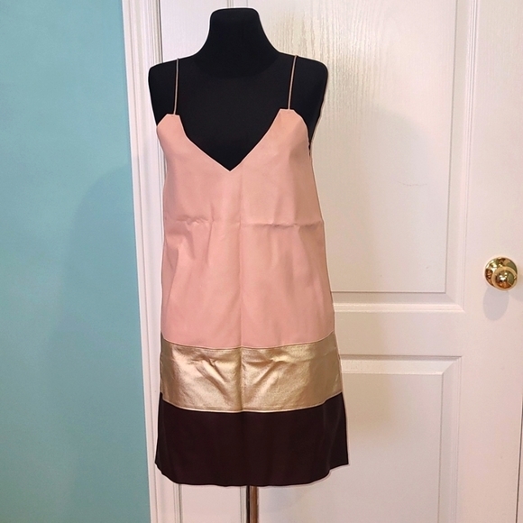 Zara faux leather dress pink gold budghundy, S NWYt - Picture 2 of 11